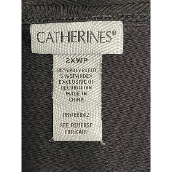 Cathrines black top with lace bell sleeves and scoop neck sz 2xwp boho elegant - Picture 3 of 3